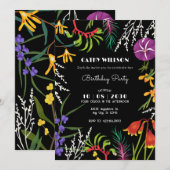 Zwart bloemmotief tropisch Natuur  Kaart (Voorkant / Achterkant)