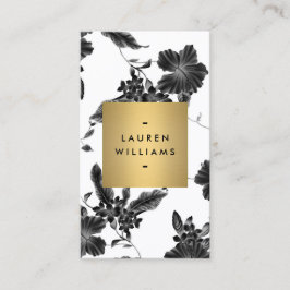  zwart bloemmotief verticaal visitekaartje