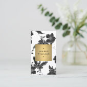 zwart bloemmotief verticaal visitekaartje (Staand voorkant)