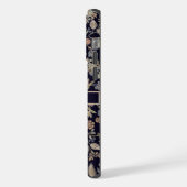 zwart bloempastel gouden bloemen iPhone hoesje (Linkerkant)