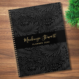 Zwart bloempatroon 2026 planner