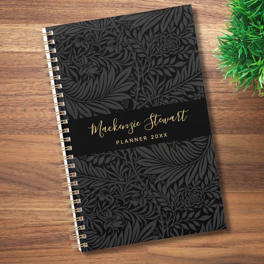 Zwart bloempatroon 2026 planner