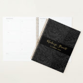 Zwart bloempatroon 2026 planner (Display)