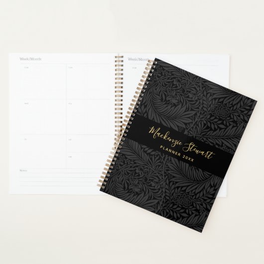 Zwart bloempatroon 2026 planner (Display)