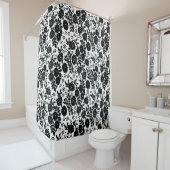  Zwart Bloempatroon Groot Douchegordijn (In situ)