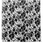 Zwart Bloempatroon Groot Douchegordijn (Voorkant)