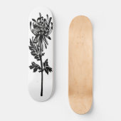 Zwart bloempotlood — witte achtergrond persoonlijk skateboard (Voorkant)