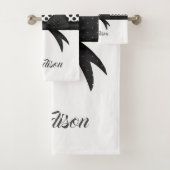 Zwart blok en Stippen patroon Bad Handdoek (Insitu)