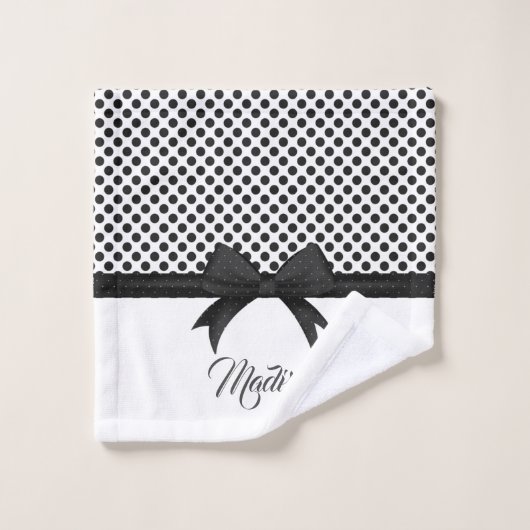 Zwart blok en Stippen patroon Bad Handdoek (Wasdoekje)