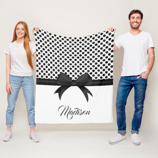 Zwart blok en Stippen patroon Fleece Deken (In situ)