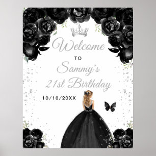 Zwart Blond Haar Prinses Verjaardag Welkom Poster