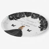 Zwart Blond Haar Prinses Verjaardagsfeest Papieren Bordje (Gekanteld)