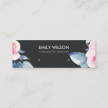 ZWART BLUSH BLAUW BLOEMEN STUD OORBEL DISPLAY LOGO