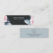 ZWART BLUSH BLAUW BLOEMEN STUD OORBEL DISPLAY LOGO MINI VISITEKAARTJE (Voorkant / Achterkant)