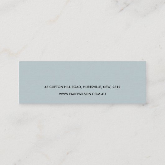 ZWART BLUSH BLAUW BLOEMEN STUD OORBEL DISPLAY LOGO MINI VISITEKAARTJE (Achterkant)