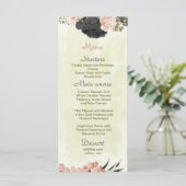 Zwart & Blush Bloemen Botanische bruiloft Menu (Staand voorkant)