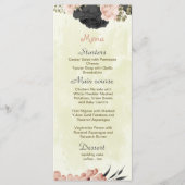 Zwart & Blush Bloemen Botanische bruiloft Menu (Voorkant)