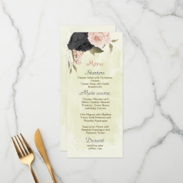 Zwart & Blush Bloemen Botanische bruiloft Menu