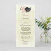 Zwart & Blush Bloemen Botanische bruiloft Menu (Staand voorkant)
