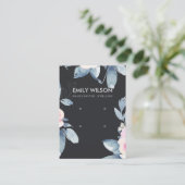 ZWART BLUSH BLUE FLORAL TWEE OORBEL DISPLAY LOGO VISITEKAARTJE (Staand voorkant)
