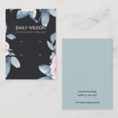 ZWART BLUSH BLUE FLORAL TWEE OORBEL DISPLAY LOGO VISITEKAARTJE (Voorkant / Achterkant)