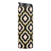 Zwart Blush en Goud Ikat Marokkaans Monogram Thermosbeker (Geroteerd rechts)