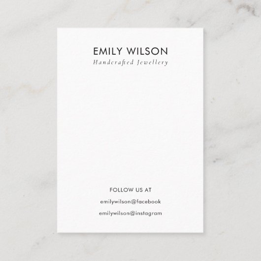 Zwart Blush Keramisch Ketting Oorbel Display Logo Visitekaartje (Achterkant)