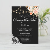 Zwart & Blush Perzik Bloemengordijn Datum Wijzigin Kaart (Staand voorkant)