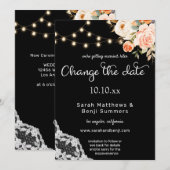 Zwart & Blush Perzik Bloemengordijn Datum Wijzigin Kaart (Voorkant / Achterkant)