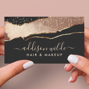 Zwart Blush Roze En Gouden Elegant Modern Visitekaartje