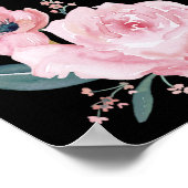 Zwart Blush Roze Goud Bloemen Huwelijk Welkom Teke Poster (Hoek)