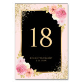 Zwart Blush Roze Goud Confetti Waterverf Bloemen Kaart (Achterkant)