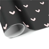 Zwart Blush roze gouden harten Cadeaupapier (Rol Hoek)