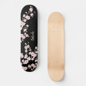 Zwart BLUSH Roze Kersenbloesem Monogram Persoonlijk Skateboard (Voorkant)