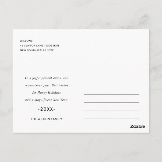 ZWART BLUSH ROZE ROOS HOLLY BERRY NIEUWJAARSFOTO BRIEFKAART (Achterkant)