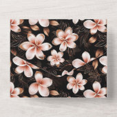 Zwart Blush Roze Rose Goud Bloemen All In One Uitnodiging (Achterkant)