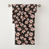Zwart Blush Roze Rose Goud Bloemen Bad Handdoek (Insitu)