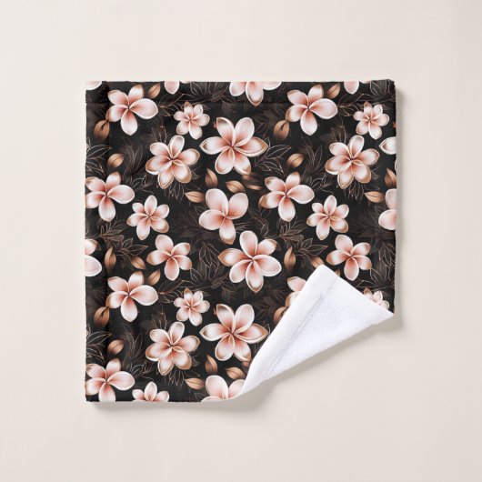 Zwart Blush Roze Rose Goud Bloemen Bad Handdoek (Wasdoekje)