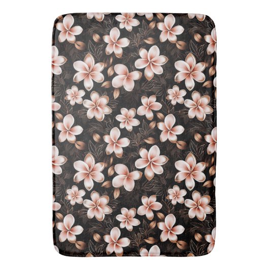 Zwart Blush Roze Rose Goud Bloemen Badmat (Voorkant Verticaal)