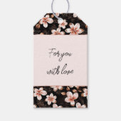 Zwart Blush Roze Rose Goud Bloemen Cadeaulabel (Voorkant)