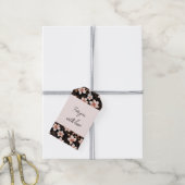 Zwart Blush Roze Rose Goud Bloemen Cadeaulabel (Met Touw)