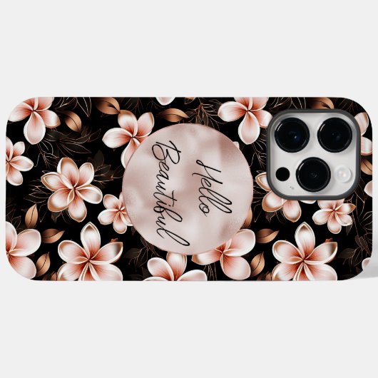 Zwart Blush Roze Rose Goud Bloemen Case-Mate iPhone Case (Achterkant (horizontaal))