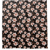 Zwart Blush Roze Rose Goud Bloemen Douchegordijn (Voorkant)
