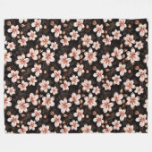 Zwart Blush Roze Rose Goud Bloemen Fleece Deken (Voorkant (Horizontaal))