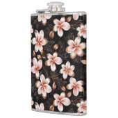 Zwart Blush Roze Rose Goud Bloemen Heupfles (Links)