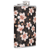 Zwart Blush Roze Rose Goud Bloemen Heupfles (Rechts)