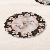 Zwart Blush Roze Rose Goud Bloemen Kartonnen Onderzetters (Gekanteld)