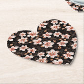 Zwart Blush Roze Rose Goud Bloemen Kartonnen Onderzetters (Gekanteld)