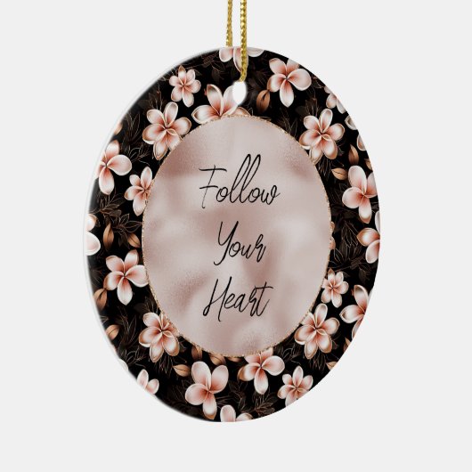 Zwart Blush Roze Rose Goud Bloemen Keramisch Ornament (Rechts)