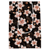 Zwart Blush Roze Rose Goud Bloemen Medium Cadeauzakje (Achterkant)